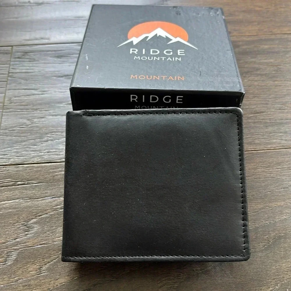 Ridge Mountain Genuine Leather oil pull bi-fold slim wallet,card/bill holder - Picture 2 of 8
